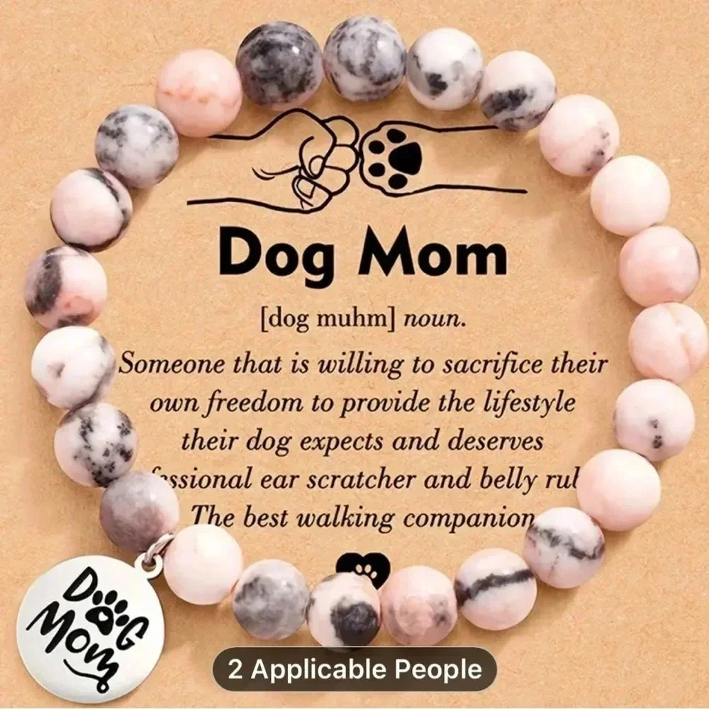 Dog Mom Bracelet Pink Gray Black